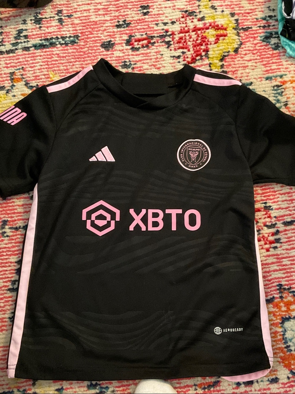 Miami Black and Pink Kids Soccer Jersey